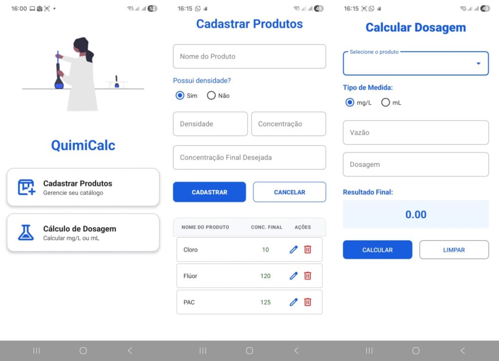 aplicativo QuimiCalc